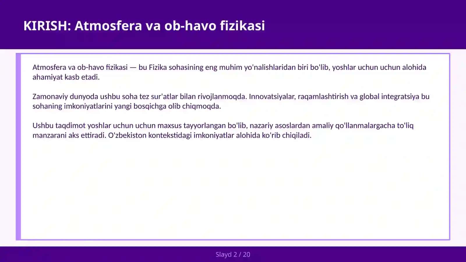 ATMOSFERA VA OB-HAVO FIZIKASI 2