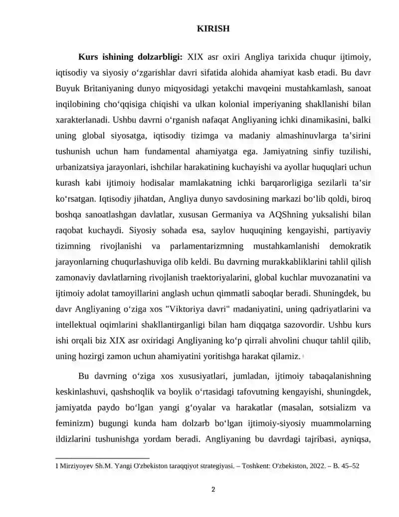 XIX-ASR OXIRIDA ANGLIYANING IJTIMOIY, IQTISODIY VA SIYOSIY AHVOLI 2