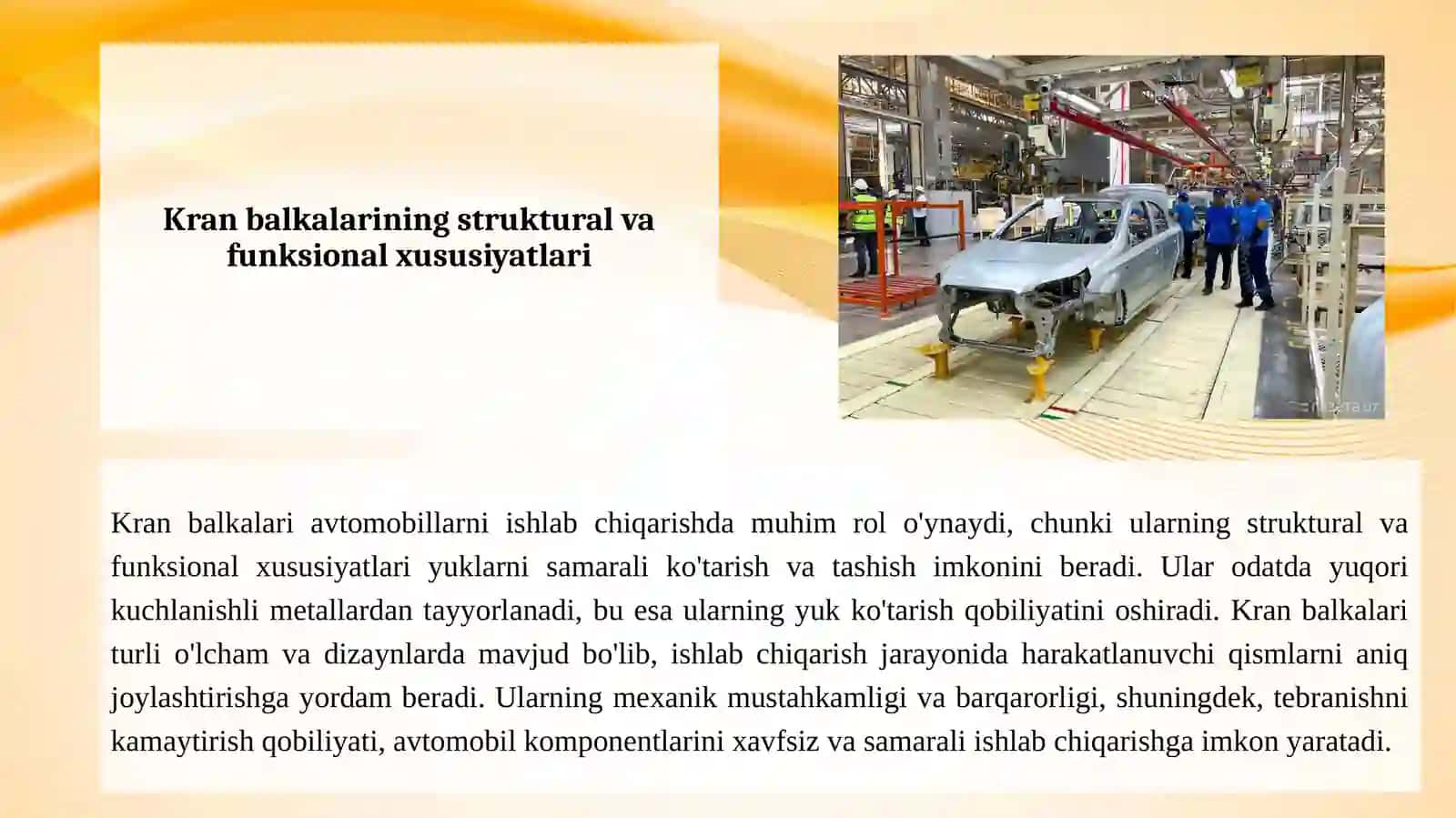 Avtomobillarni ishlab chiqarishda kran balkalaridan foydalanish 2