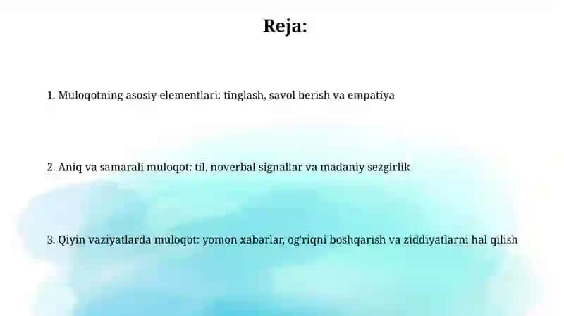 Bemor bilan verbal muloqat kònikmalari 2