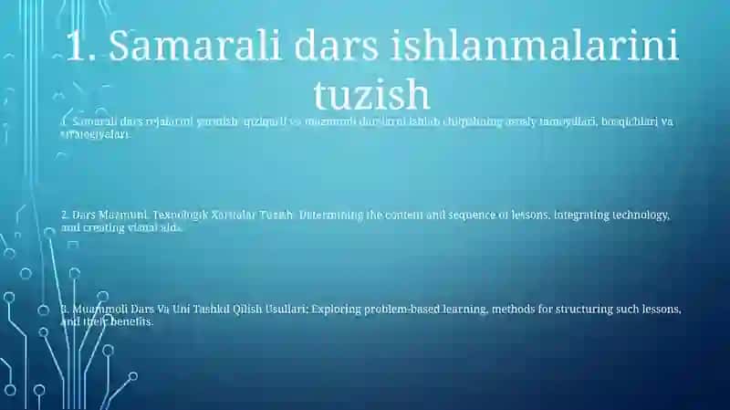 Dars Mazmuni, Texnologik Xaritalar Tuzish 2