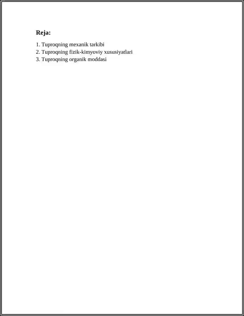 REFERAT Mavzu: TUPROQ VA UNING XUSUSIYATLARI 2