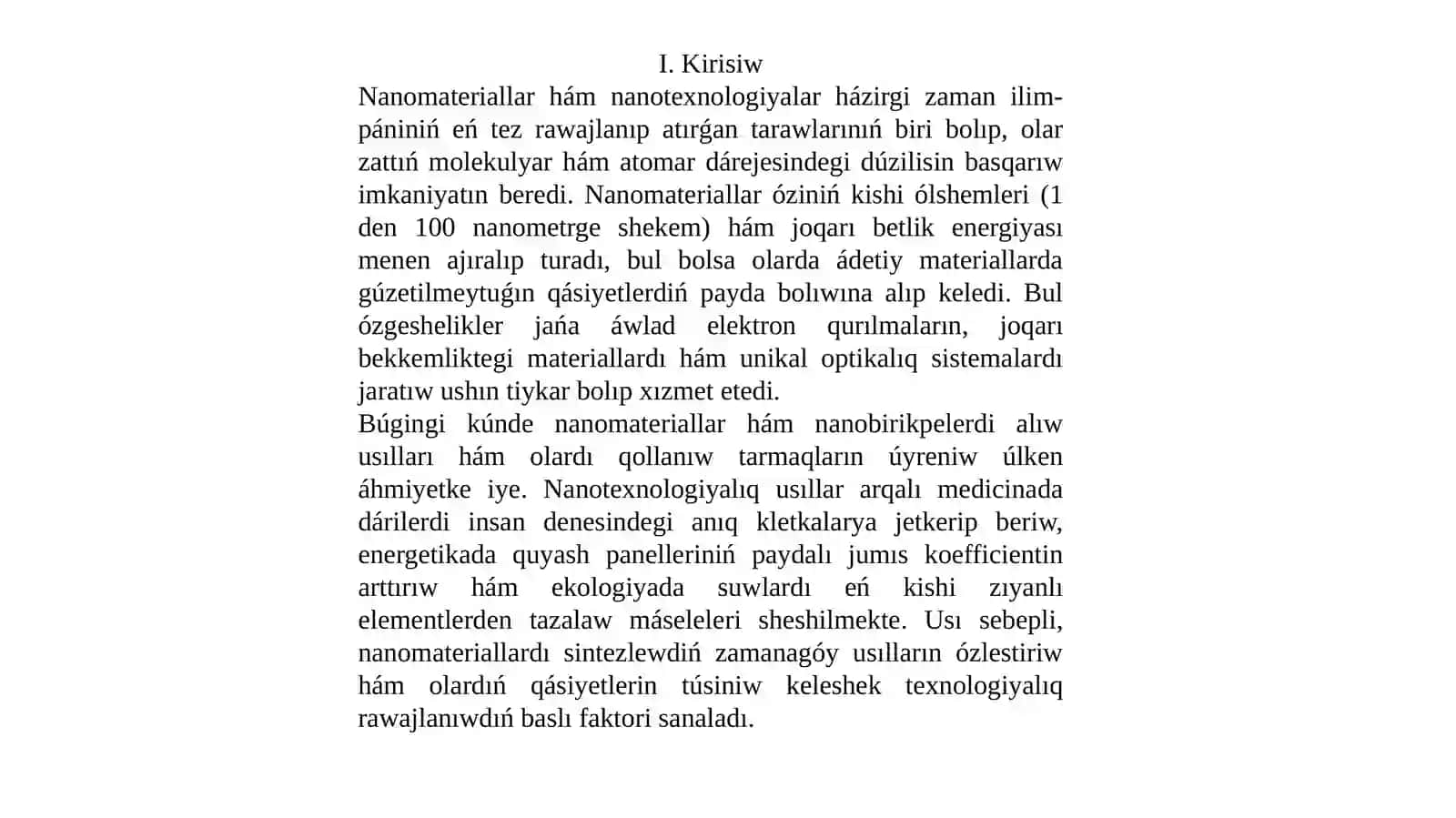 Nanomateriallar hám nanobirikpelerdi alıw hám qollanıw 2