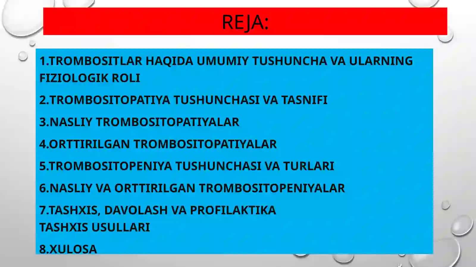 Nasliy va orttirilgan trombositopatiyalar va trombositopeniyalar 2