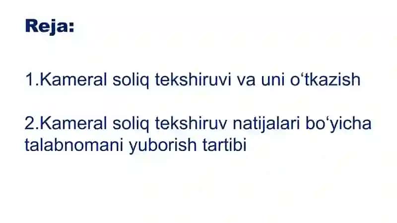 Kameral soliq tekshiruvi 2