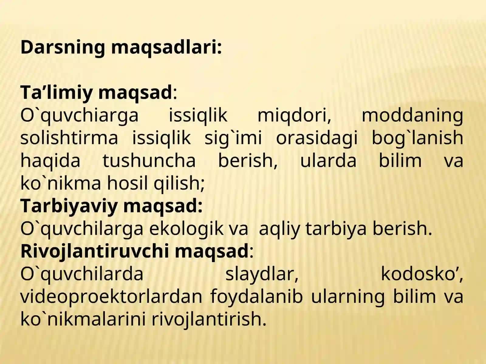 Issiqlik miqdori. Solishtirma issiqlik sig`imi 2