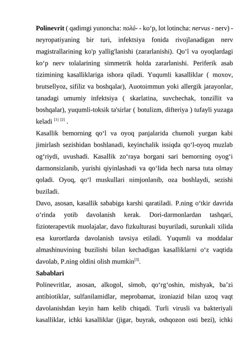 TOKSIK NEVRITLARNING KELIB CHIQISH SABABLARI VA ASORATLARI 2