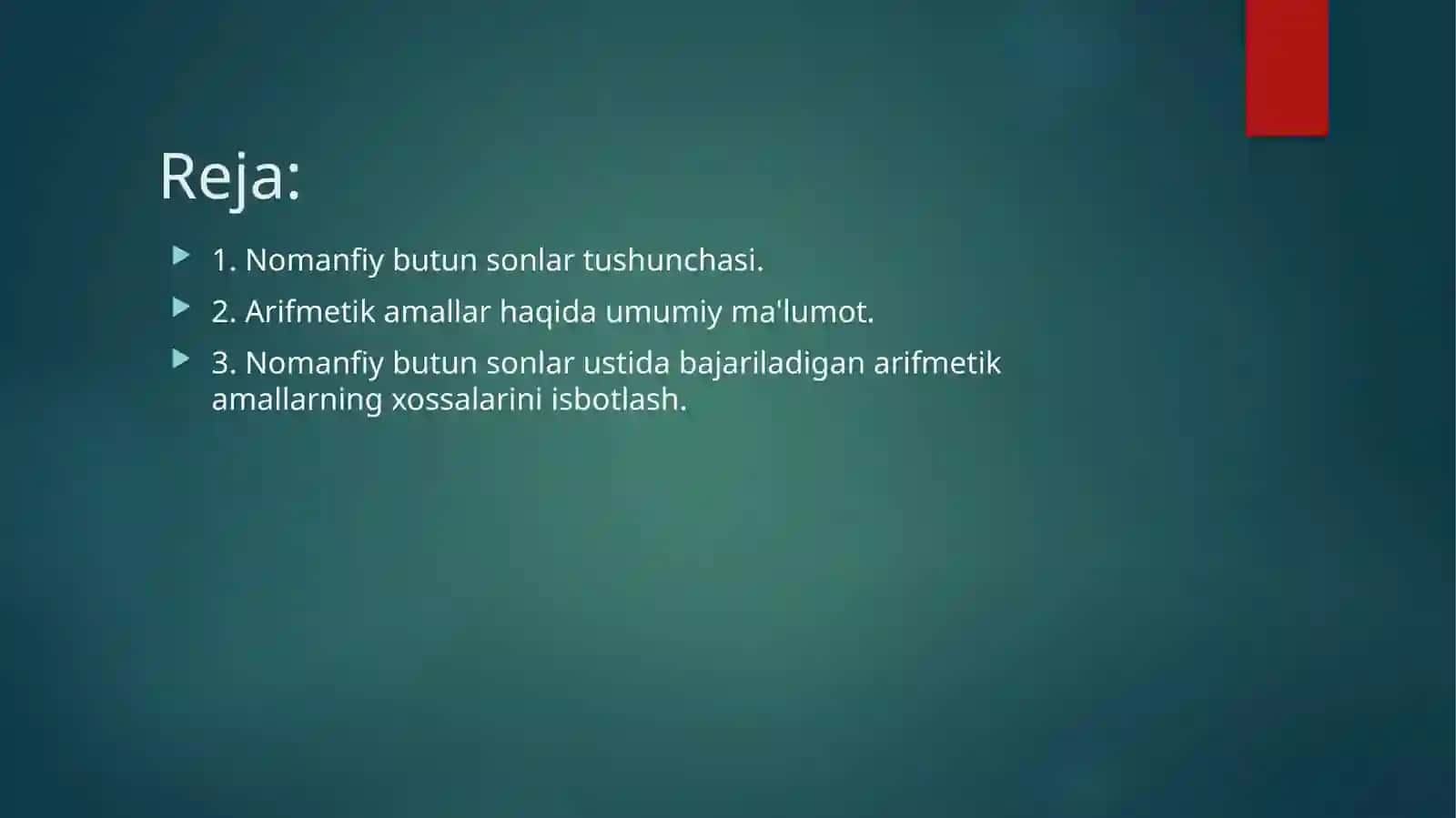 Nomanfiy butun sonlar ustida bajariladiganarifmetikamallar 2