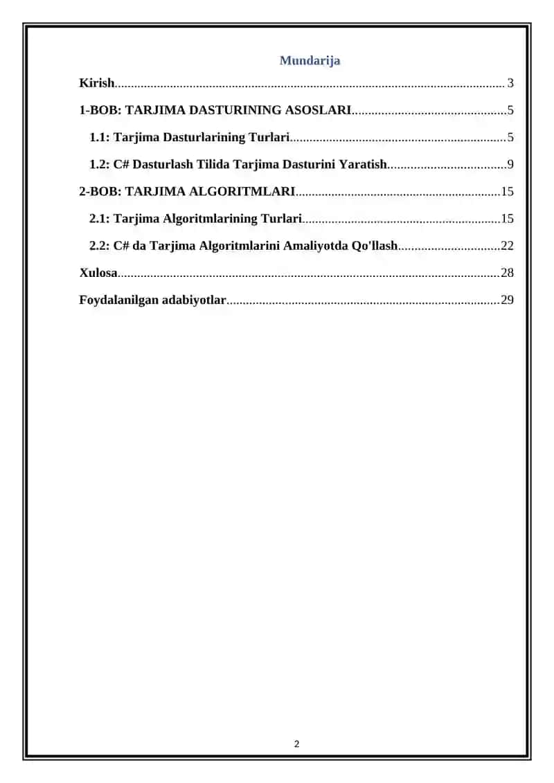 TARJIMA DASTURLARINING ASOSLARI 2