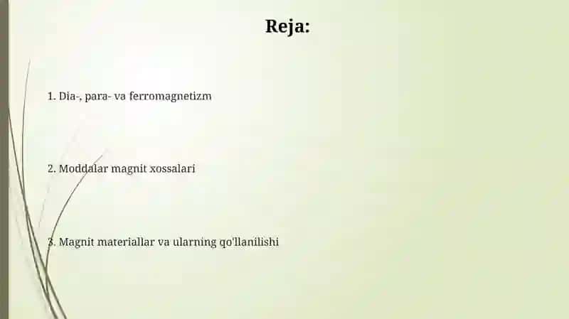 Moddalarni magnit xususiyatlari 2