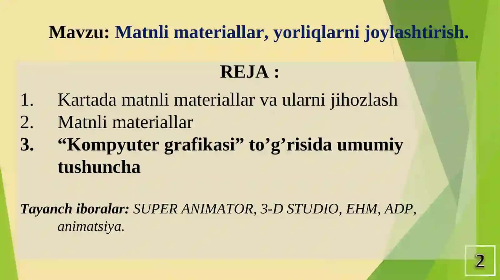 Yer tuzishda kompyuter grafikasi 2