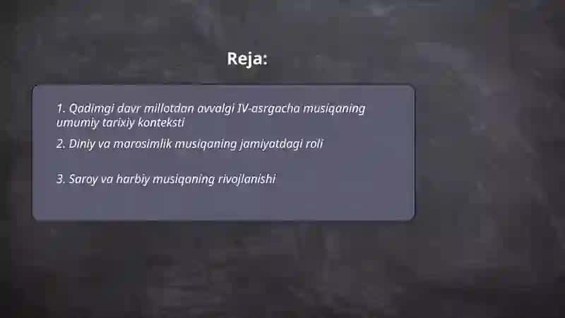 Qadimgi davr millotdan avvalgi IV -asr Musiqa tarixida 2