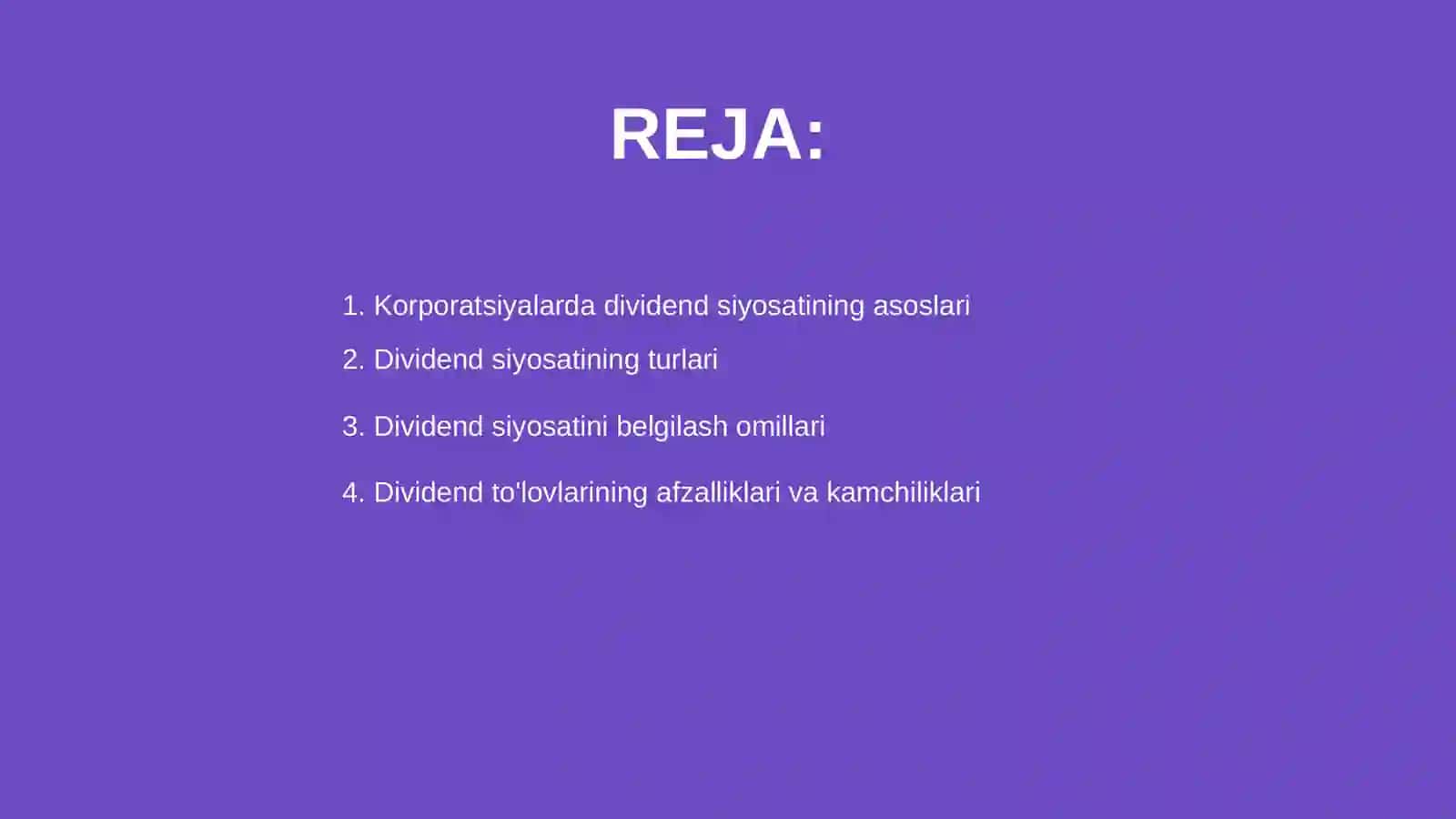 Korporatsiyalarda divident siyosati 2