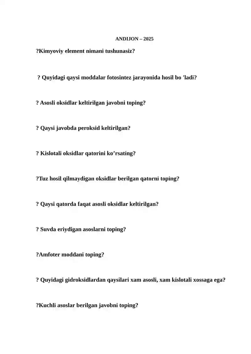 Yakuniy nazorat testlar 2