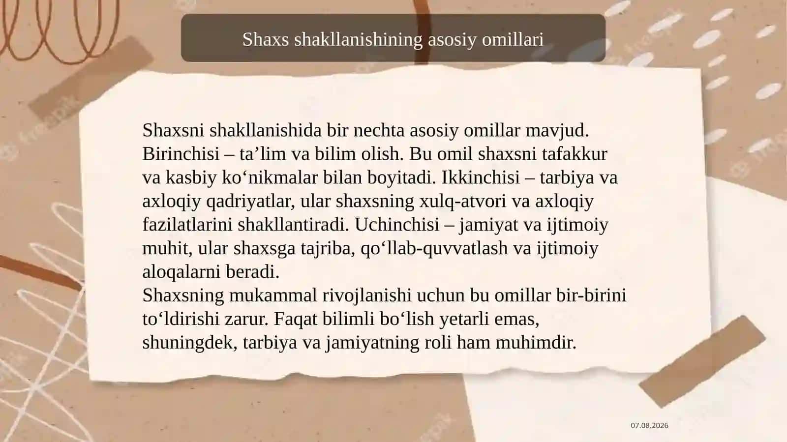 Shaxsni shakllantirishda ta’lim va tarbiyaning o‘rni 2