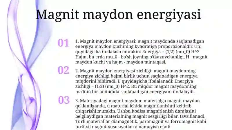 Magnit Maydon Energiyasi Va Uning Zichligi 2