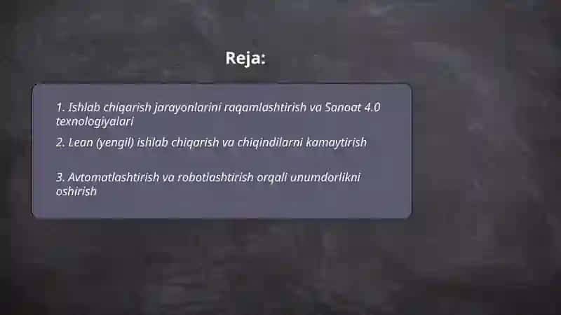 Ishlab chiqarish samaradorligini oshirish omillari va yoʻnalishlari 2