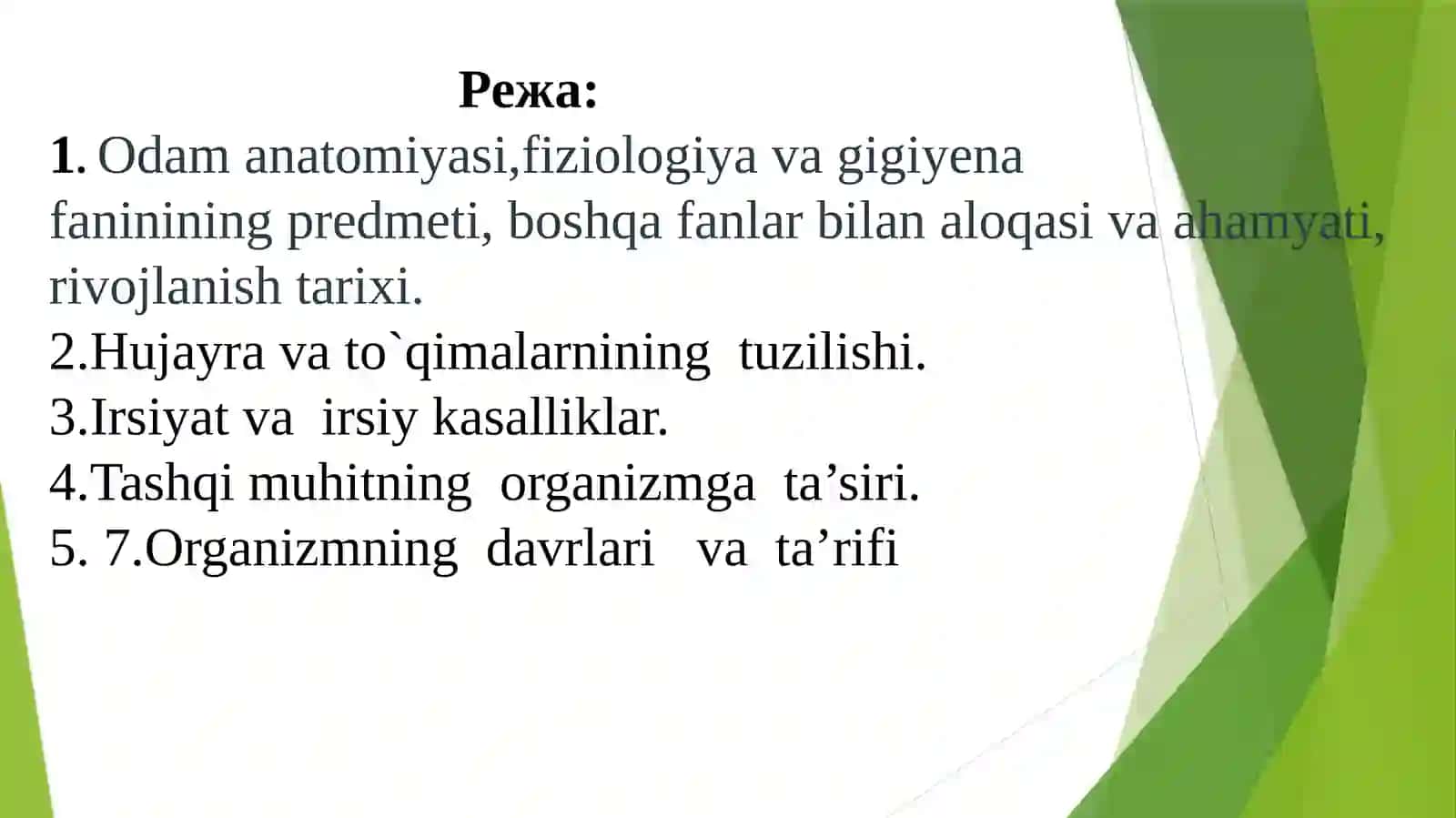 Organizm va muhit, va gigiyena si 2