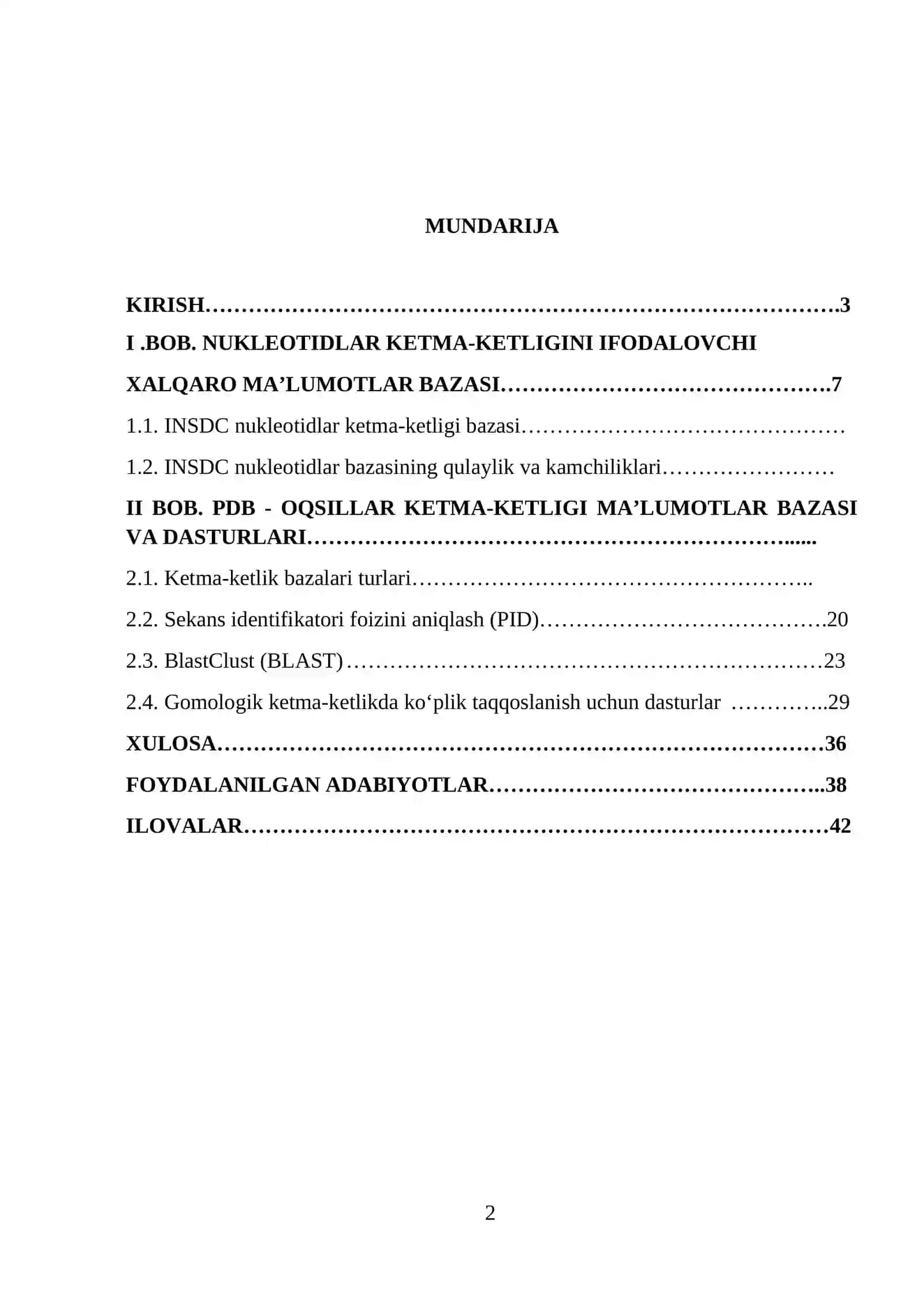 Bioinformatika fanini va sohani rivojlantirish 2