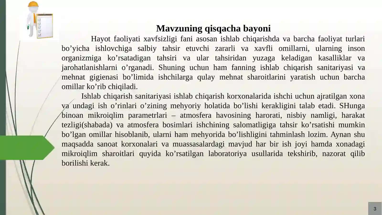 Hayotfaoliyati xavfsizligi fani 2