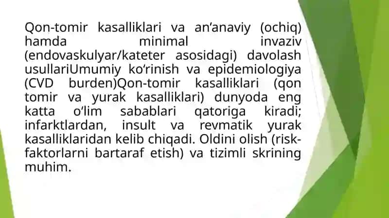 Oon tomir kasalliklari va ananaviy va kichik invaziv davolash usullar 2
