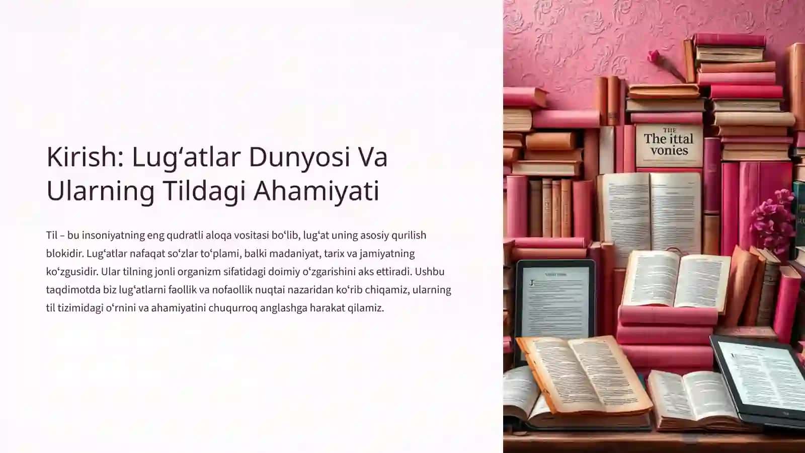 Lugʻatlarning Faollik Va Nofaollik Jihatdan Tavsifi 2