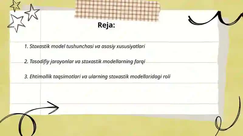 Stoxastik modellar haqida tushuncha 2