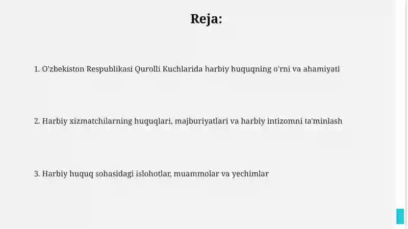 Harbiy huquqning O‘zbekiston Respublikasi Qurolli Kuchlaridagi ijtimoiy roli 2