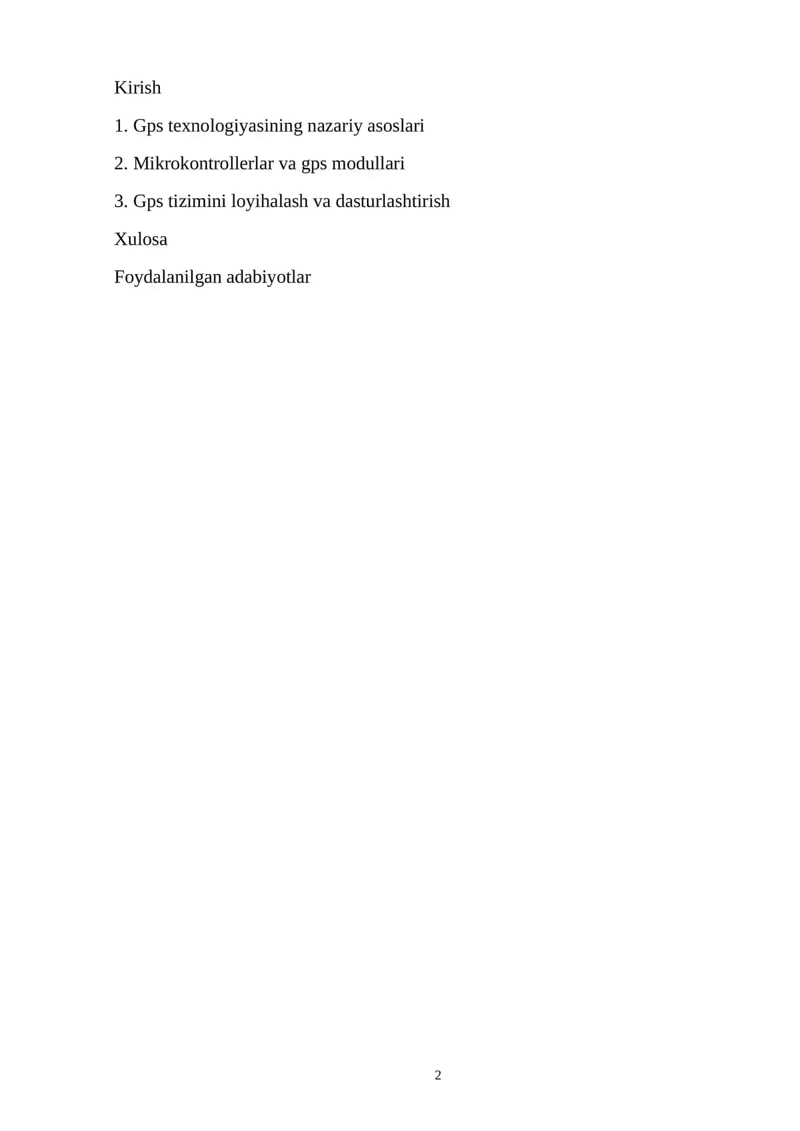 Mikrokontroller yordamida GPS texnologiyasidan foydalanish tizimi. 2