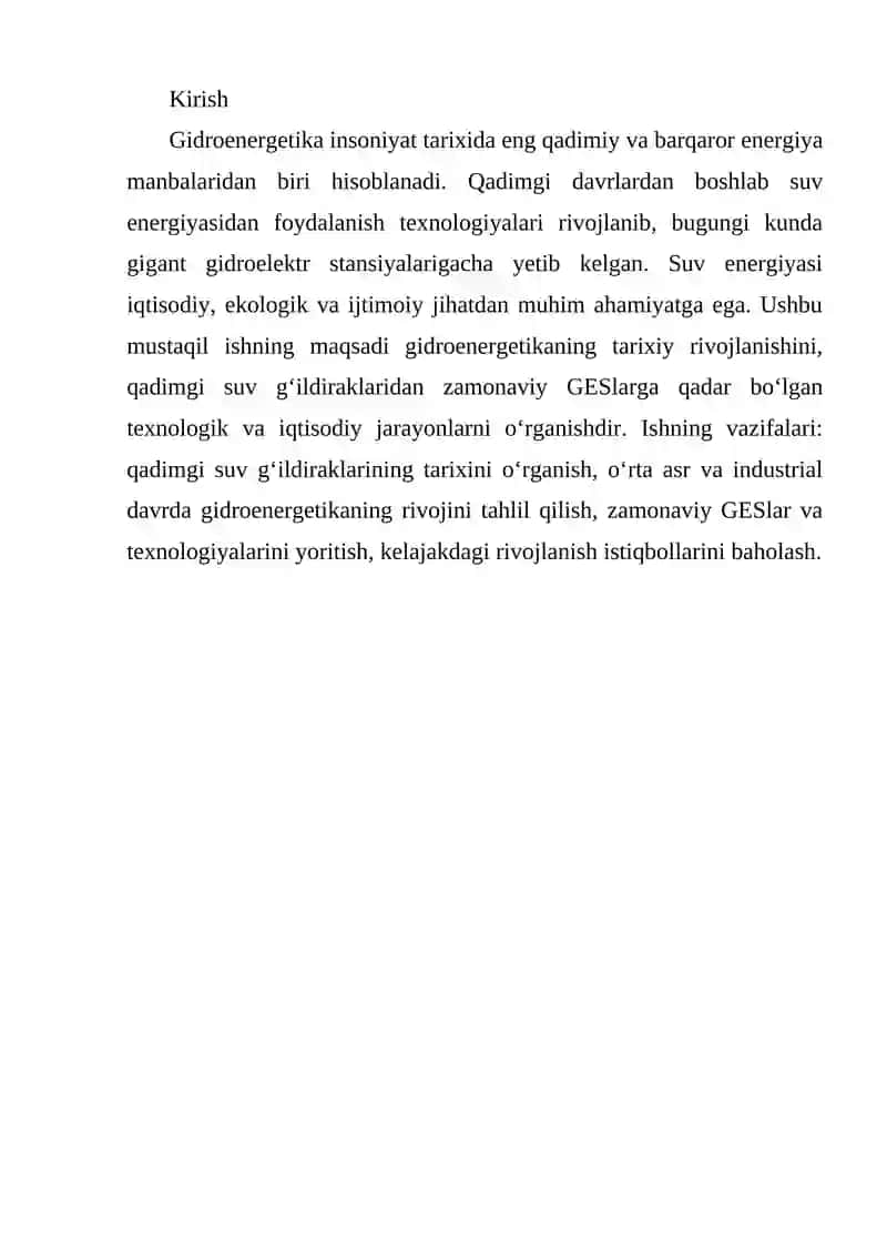 GIDROENERGETIKANING RIVOJLANISH TARIXI 2