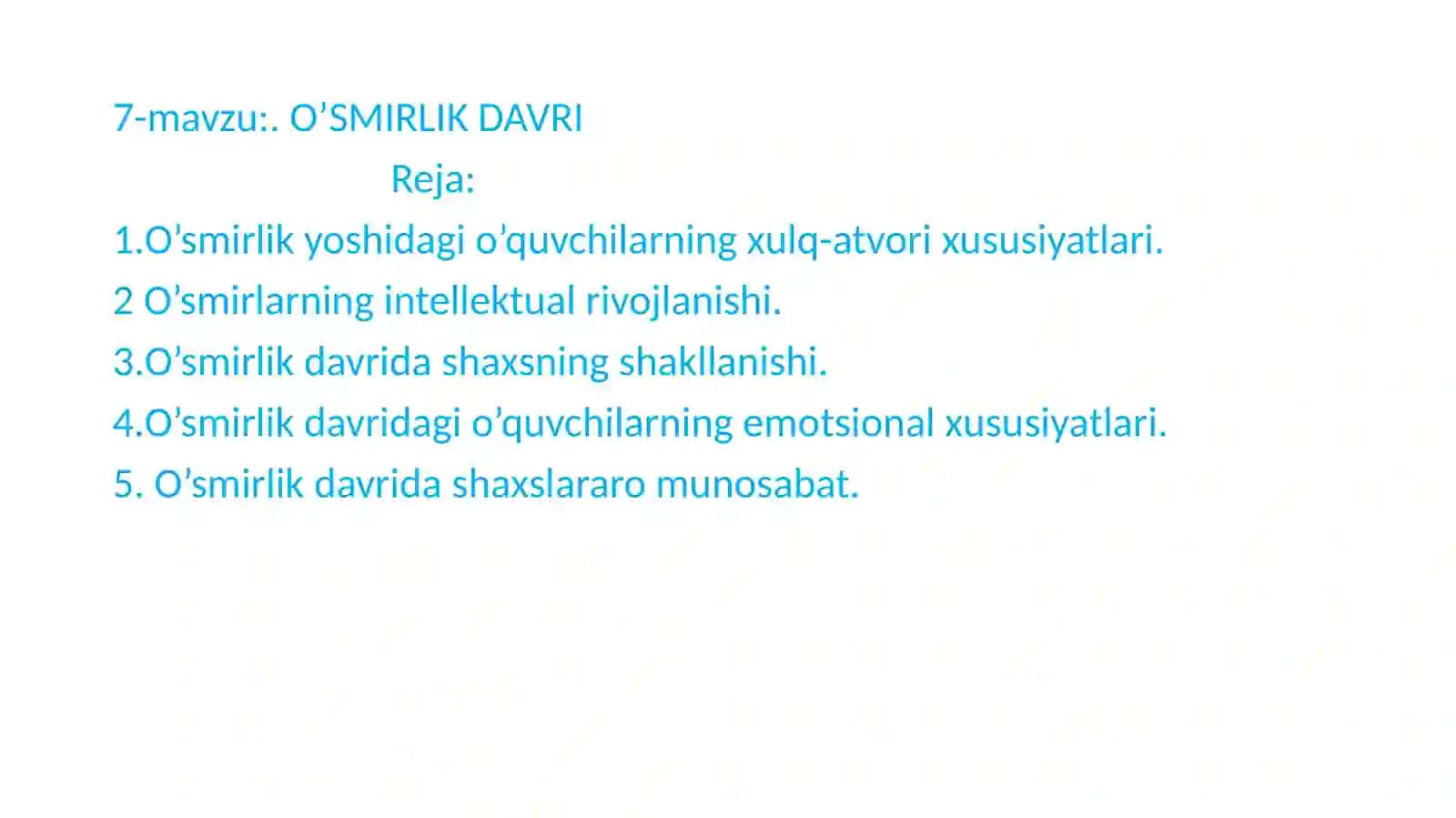 O’smirlik Davri 2