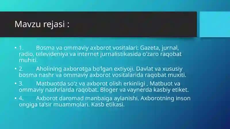 Bosma va omma axborot vositalari 2