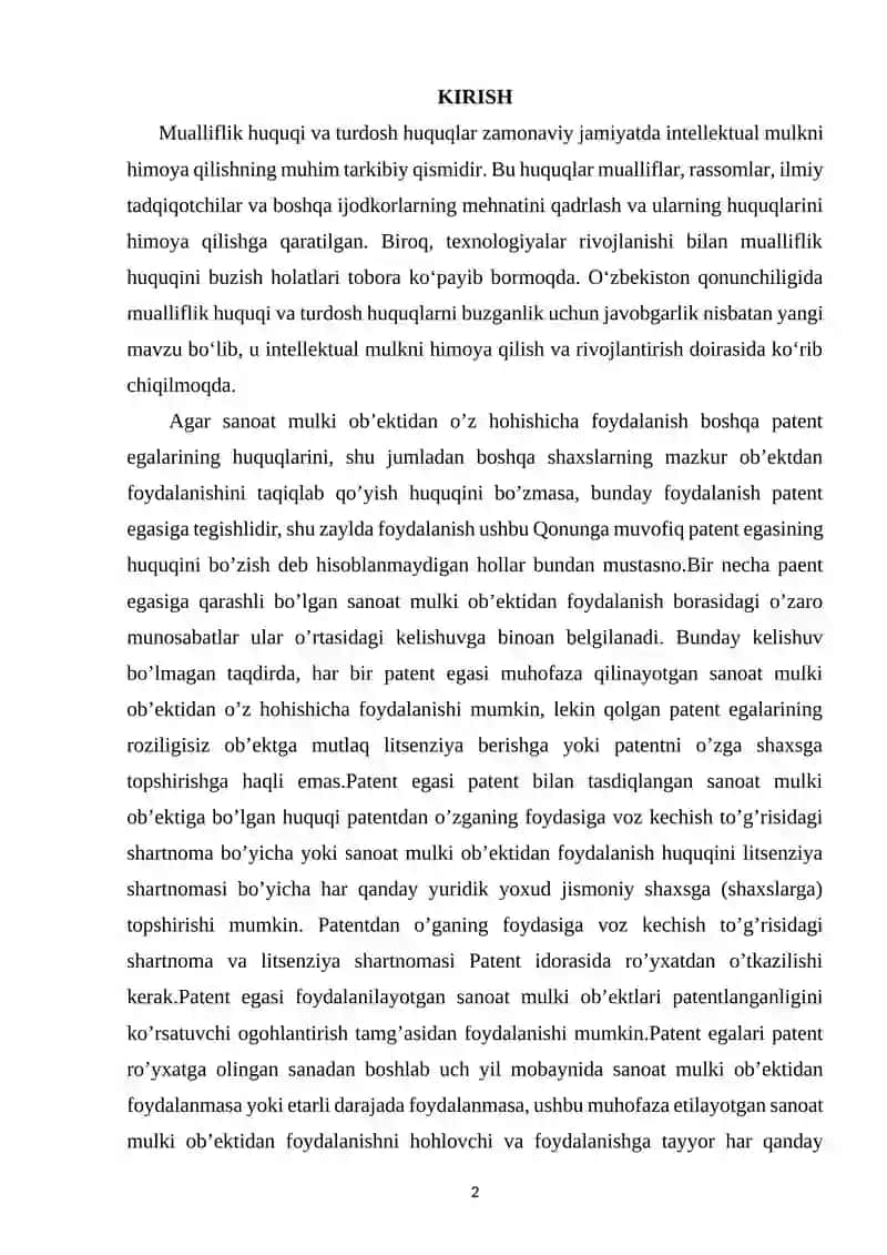 MUALLIFLIK HUQUQI VA TURDOSH HUQUQLARNI BUZGANLIK UCHUN JAVOBGARLIK 2