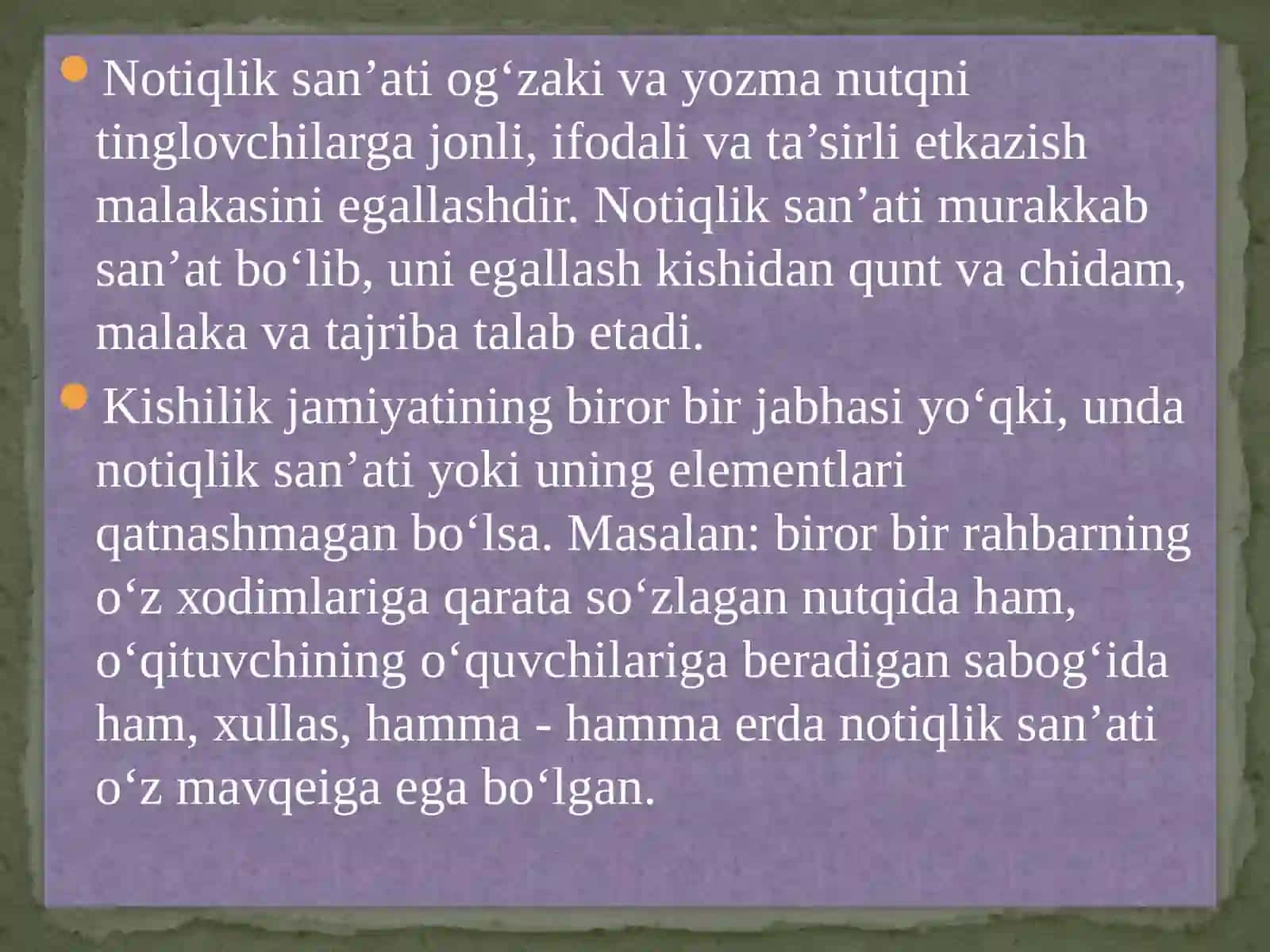 NOTIQLIK SAN`ATI VA NUTQ MADANIYATINI EGALLASH 2