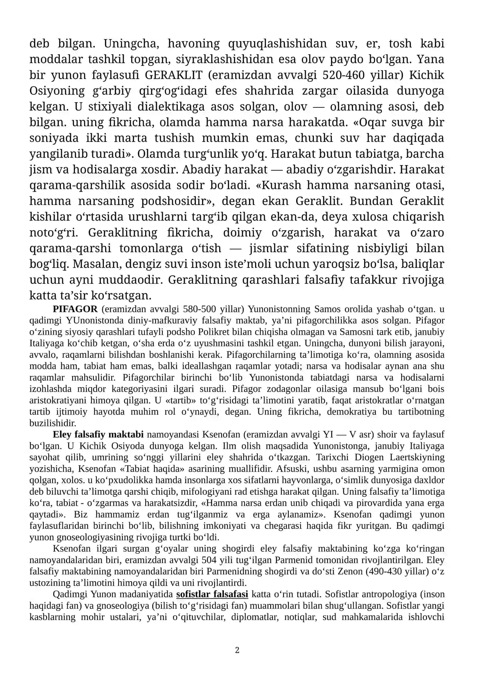 Qadimgi Yunoniston va Rim Falsafasi 2