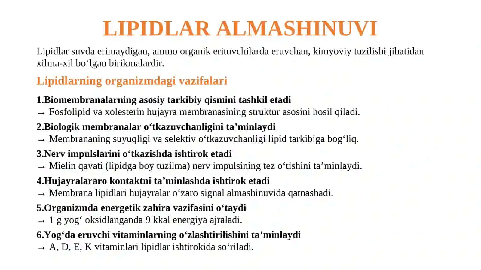 Lipidlar almashinuvi 2