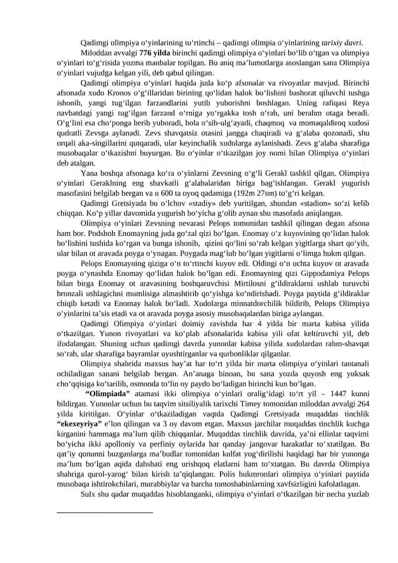 QADIMGI OLIMPIYA O‘YINLARI 2
