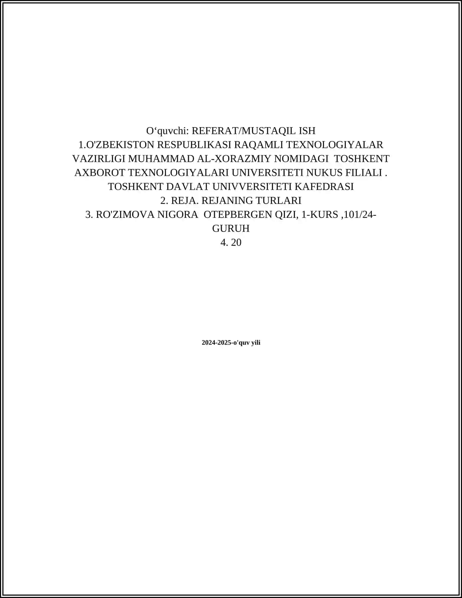 REFERAT/MUSTAQIL ISH 2