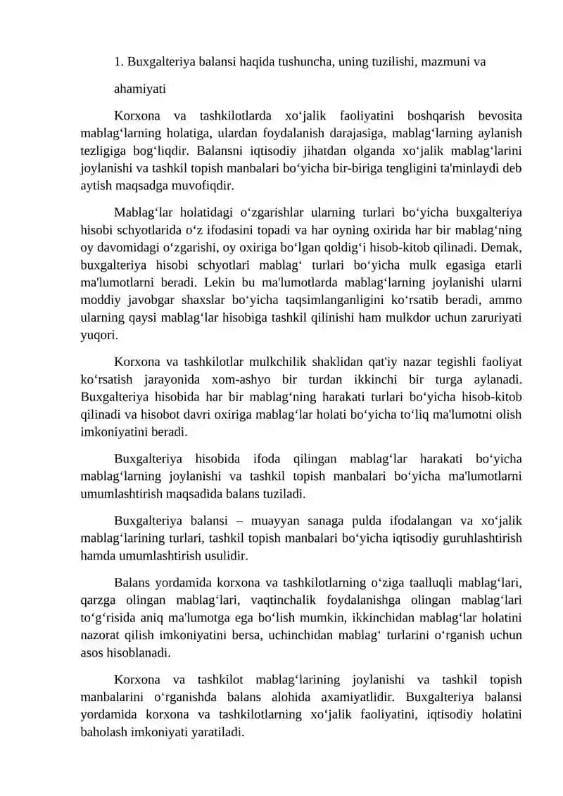 Buxgalteriya balansi va uning tarkibi 2