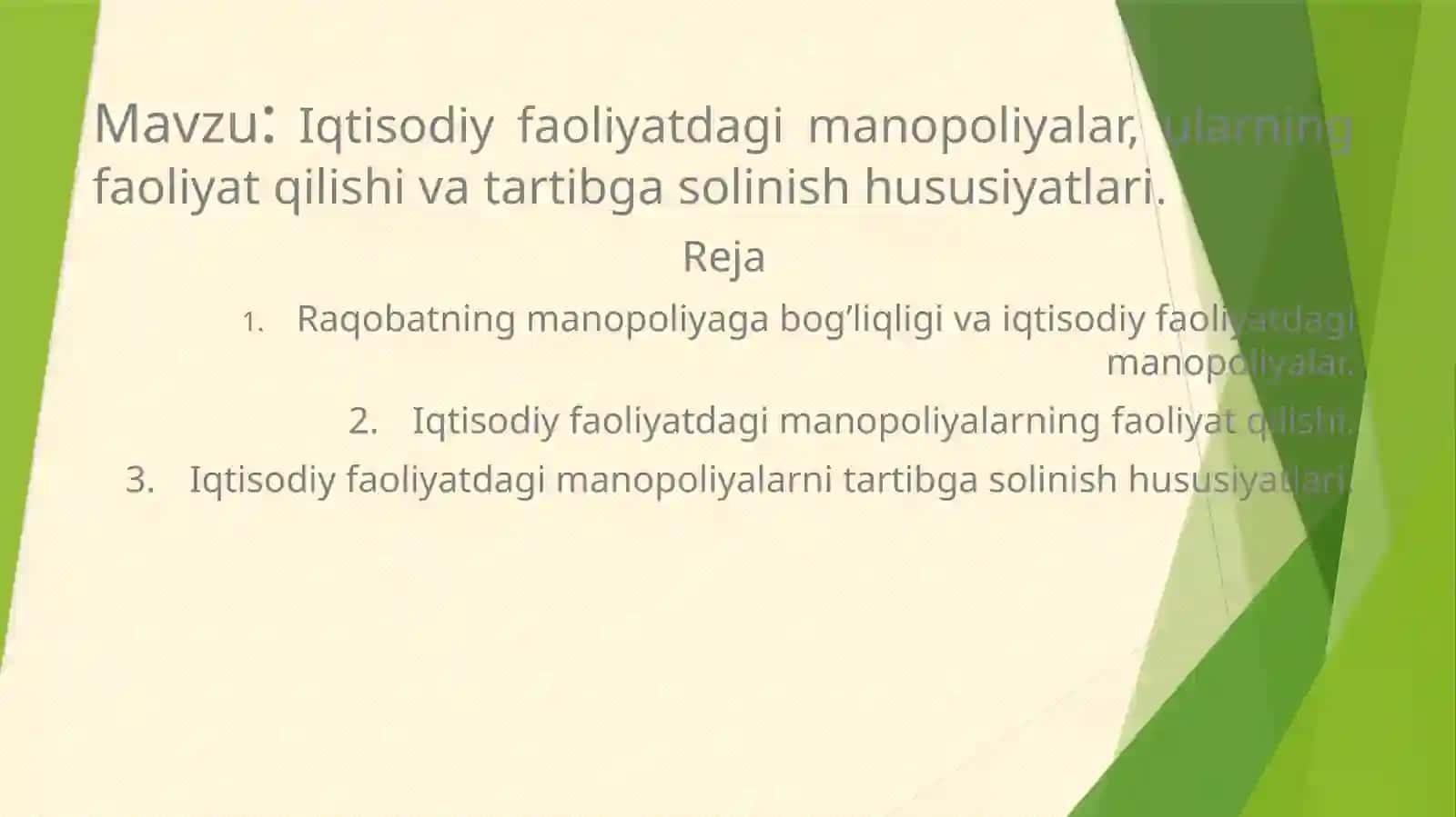 Iqtisodiy faoliyatda monopoliyalar 2