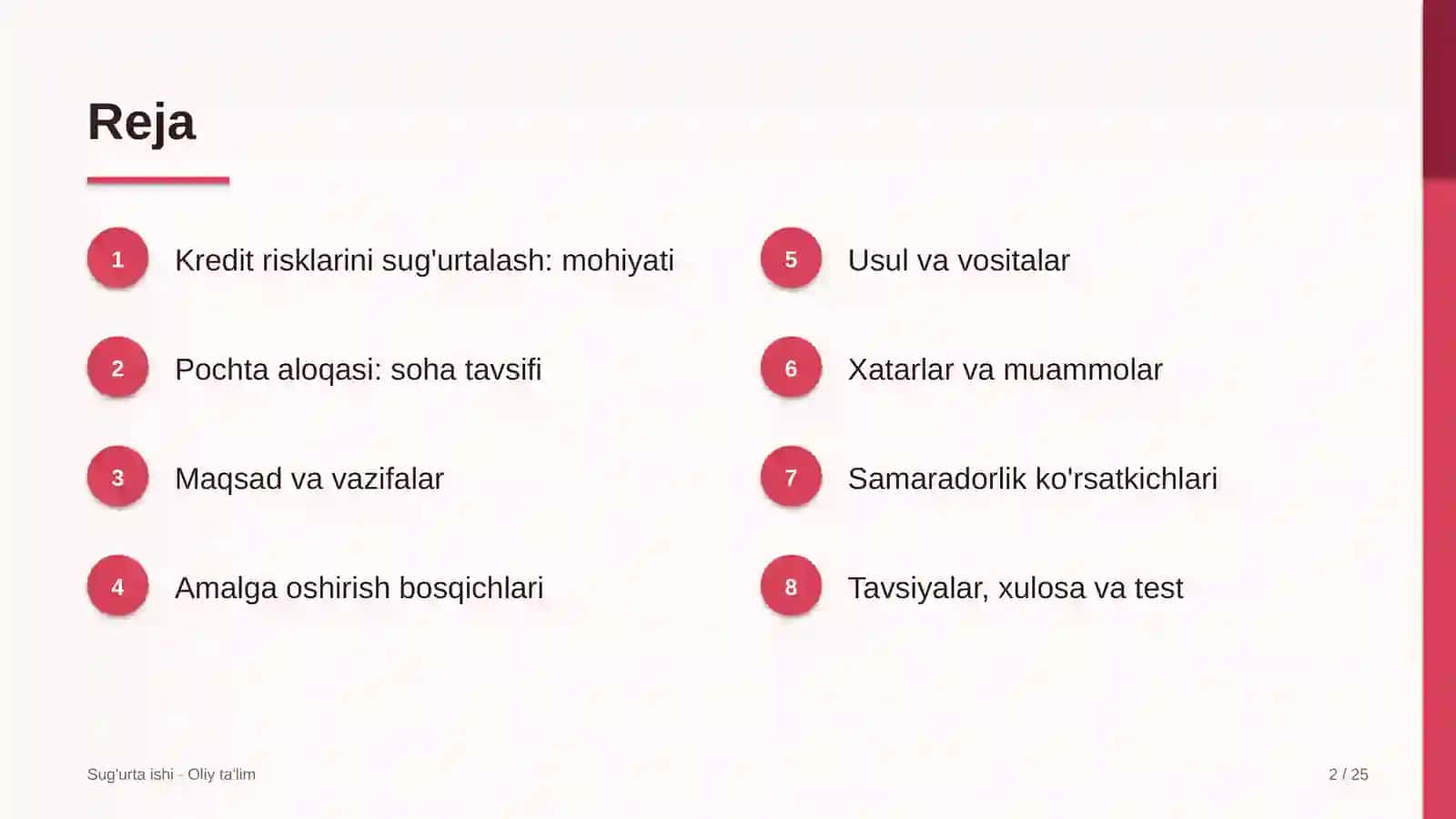 pochta aloqasida kredit risklarini sug'urtalash 7620 2