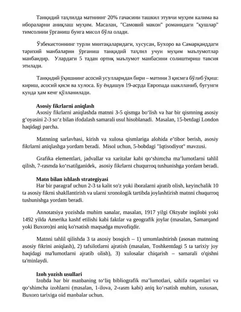 Tanqidiy oʻqish va eslatmalar bilan ishlash 2