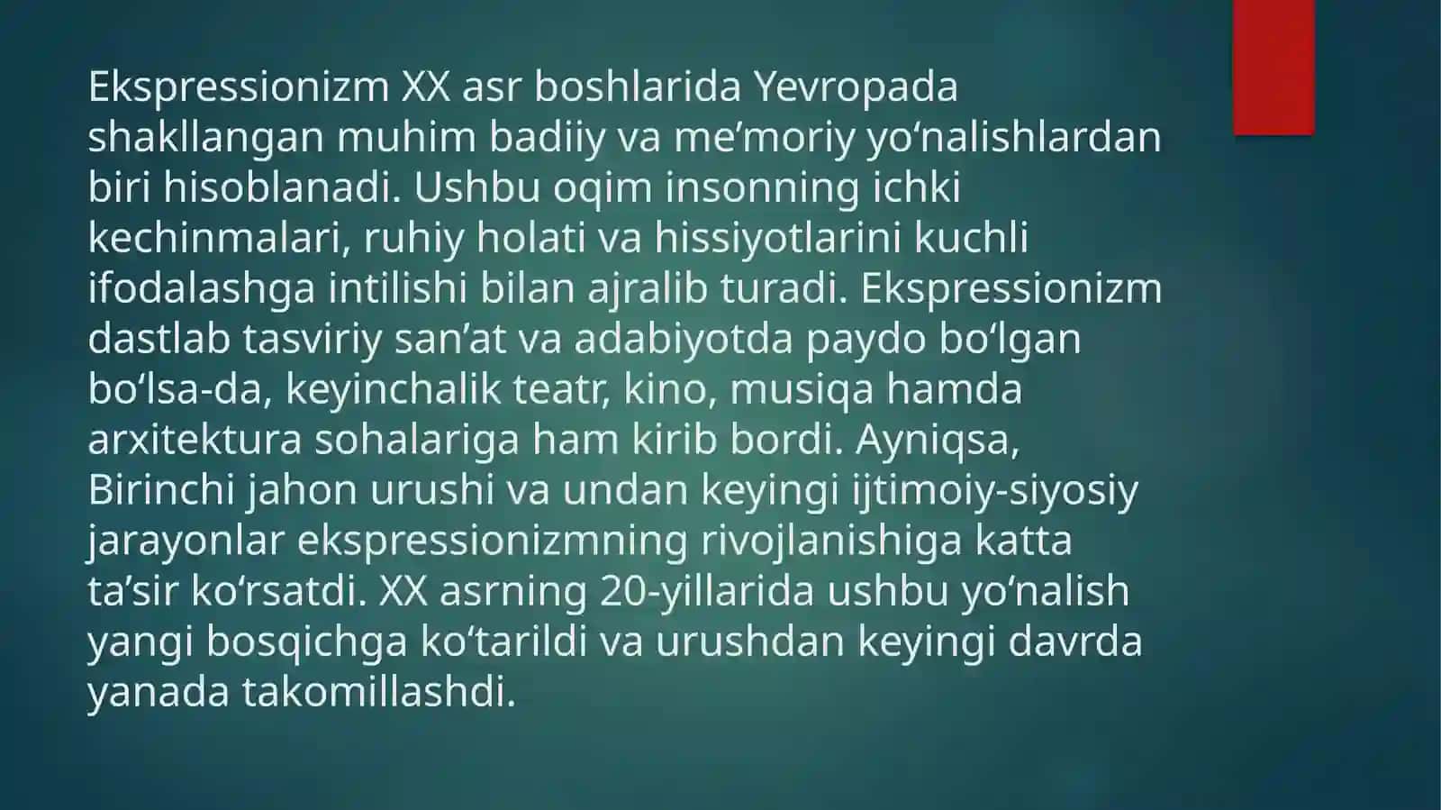 XX asrning 20-yillarida ekspressionizm tiklanishi va urushdan keyingi rivoji 2