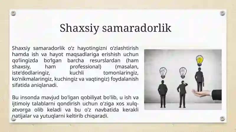 Shaxsiysamaradorlik 2