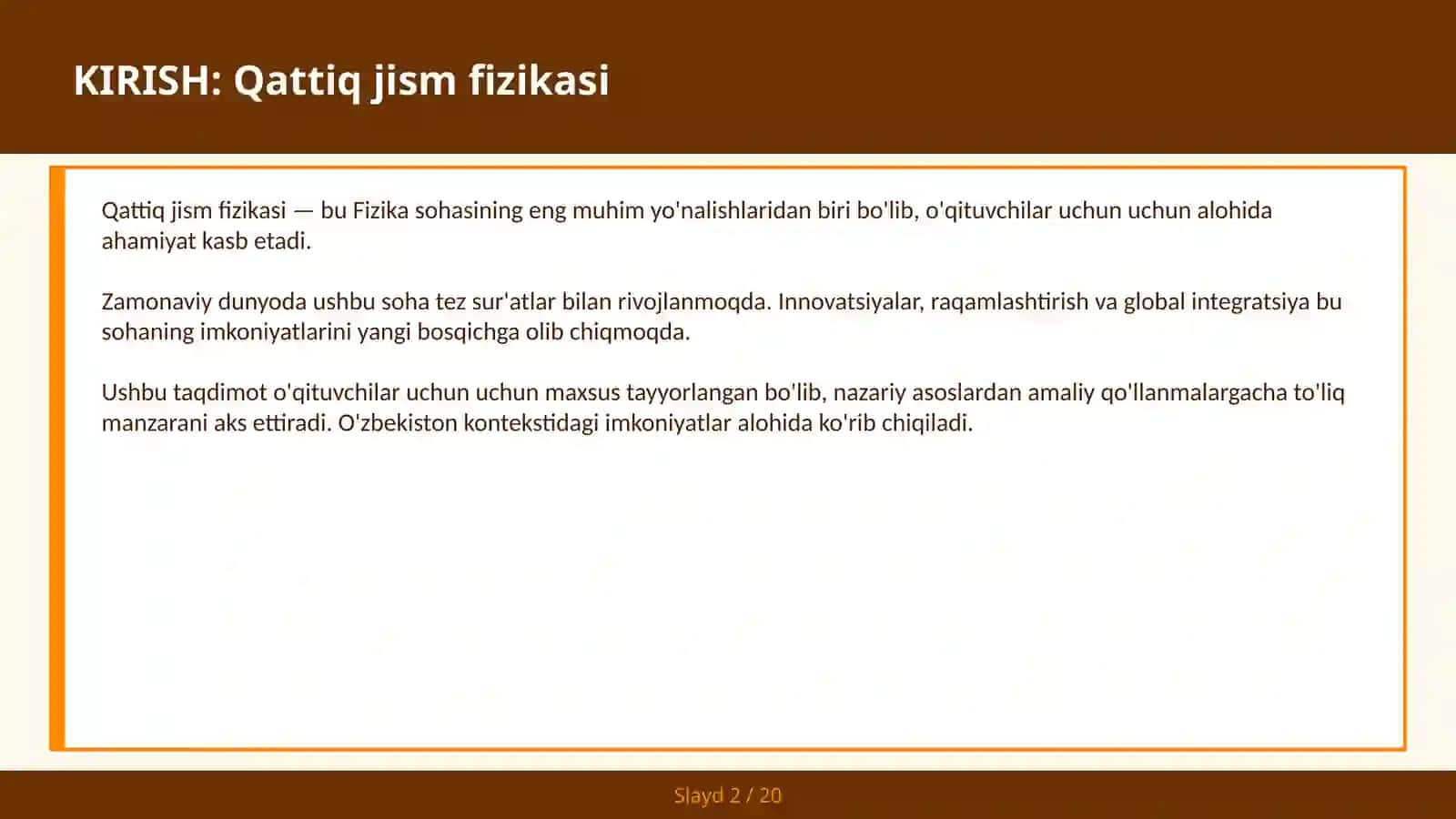 QATTIQ JISM FIZIKASI 2