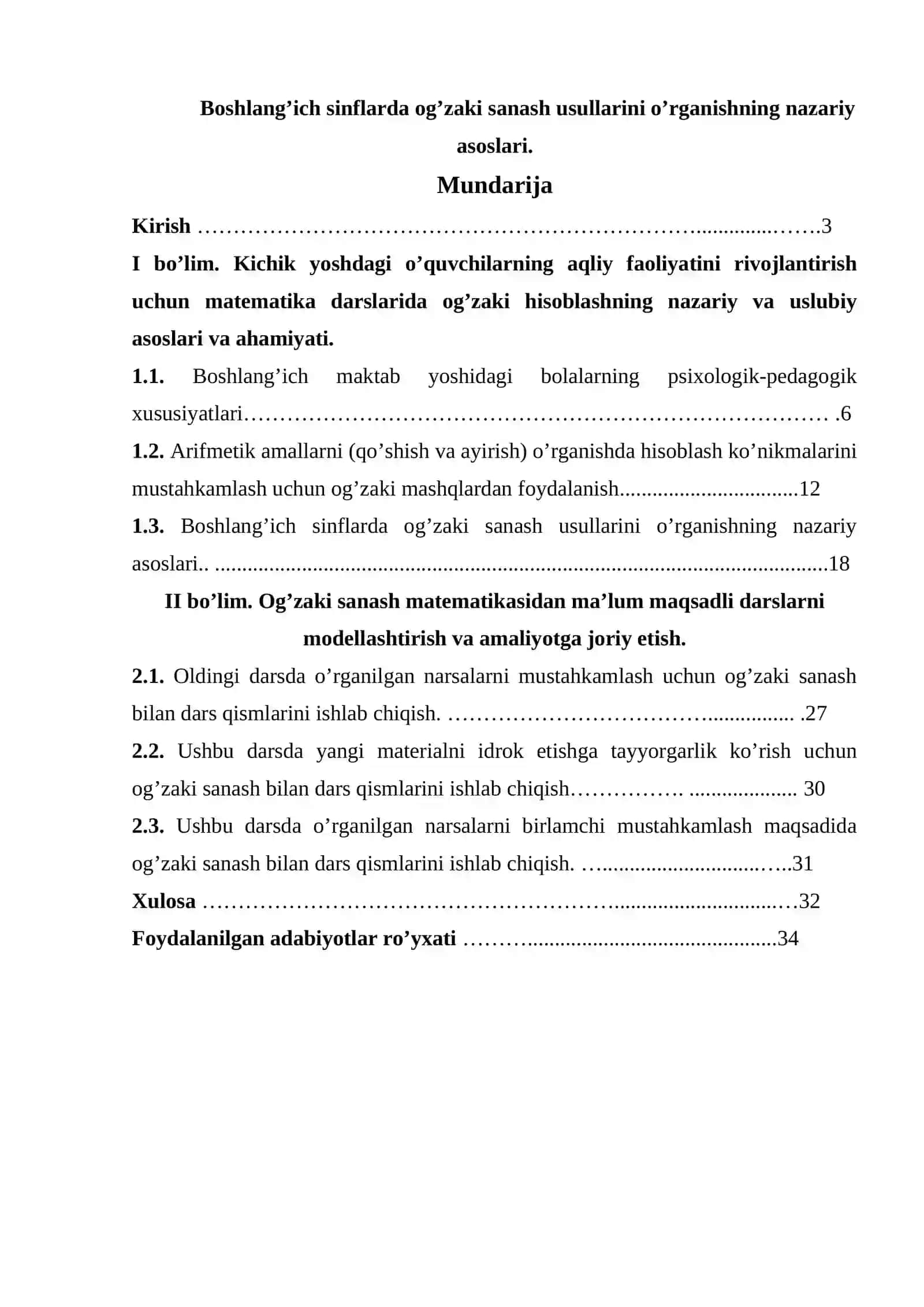 Boshlang’ich sinflarda og’zaki sanash usullarini o’rganishning nazariy asoslari 2