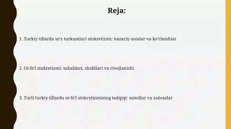 Turkiy tillarda turkum sínkretizmi. Ot-fe'l sinkretizmi 2