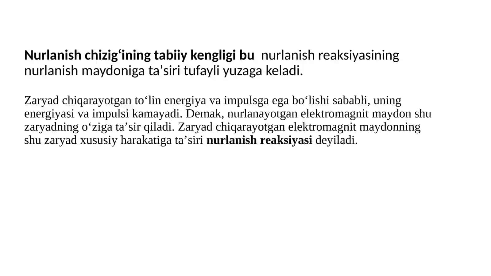 Nurlanish chizig'ining tabiiy kengayishi 2