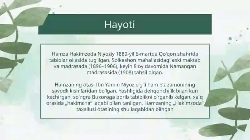 Hamza Hakimzoda Niyoziy ijodi haqida. SHERLARI BILAN 2
