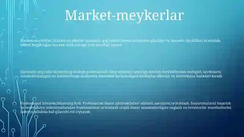 Qimmatli Qog‘Ozlar Bozorining Professional Ishtirokchilari 2